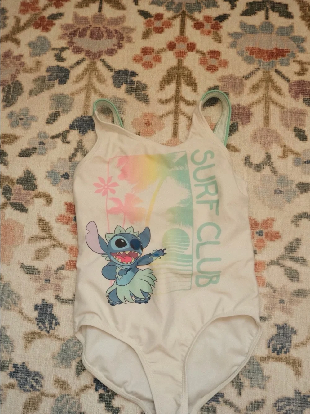 Disney Lilo & Stitch White 'Surf Club' One-Piece Swimsuit for Kids